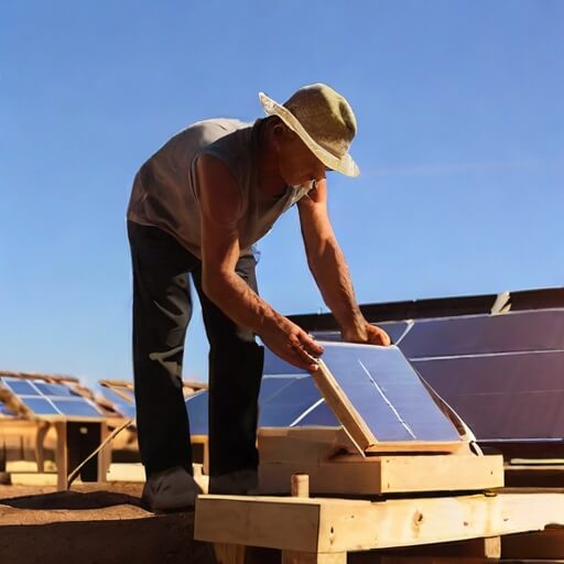 A man in the process of building a solar still