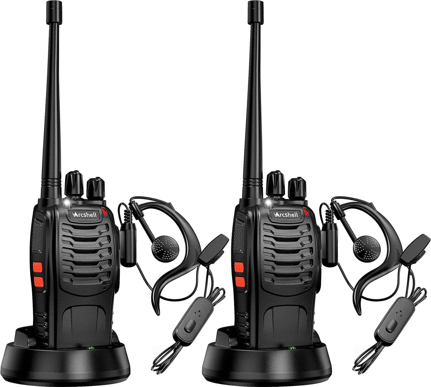 Arcshell Rechargeable Long Range Two-Way Radios with Earpiece 2 Pack