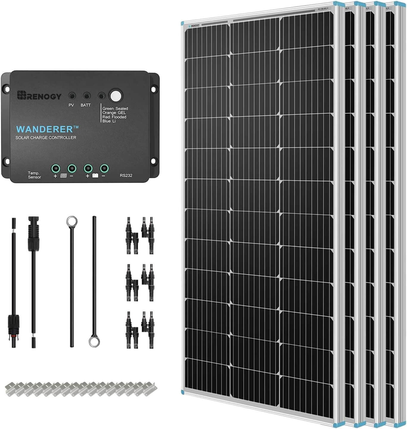 Renogy Off-Grid Cabin Solar Kit 400 Watt 12 Volt 200Ah AGM Battery Backup Solar Power System