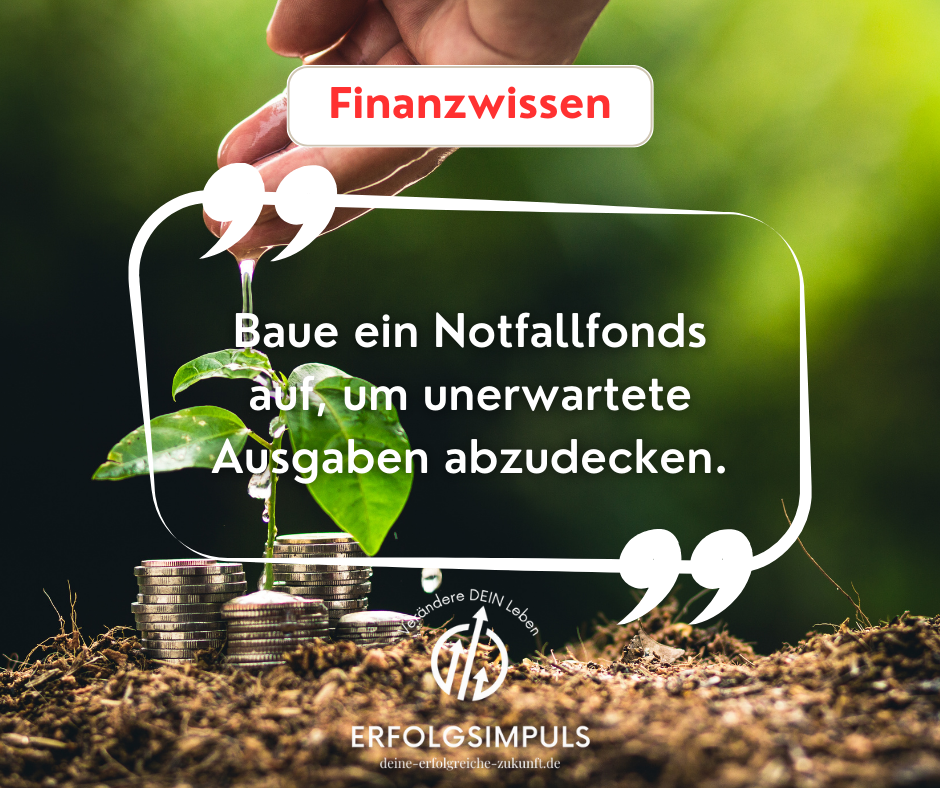 „Baue einen Notfallfonds auf, um unerwartete Ausgaben abzudecken!“ Schütze dich vor finanziellen Engpässen, indem du einen soliden Notfallfonds aufbaust. Erfahre, wie du dein Geld sinnvoll sparst und dich gegen unerwartete Kosten absicherst.