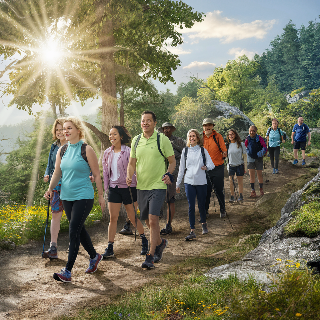 hiking with friends