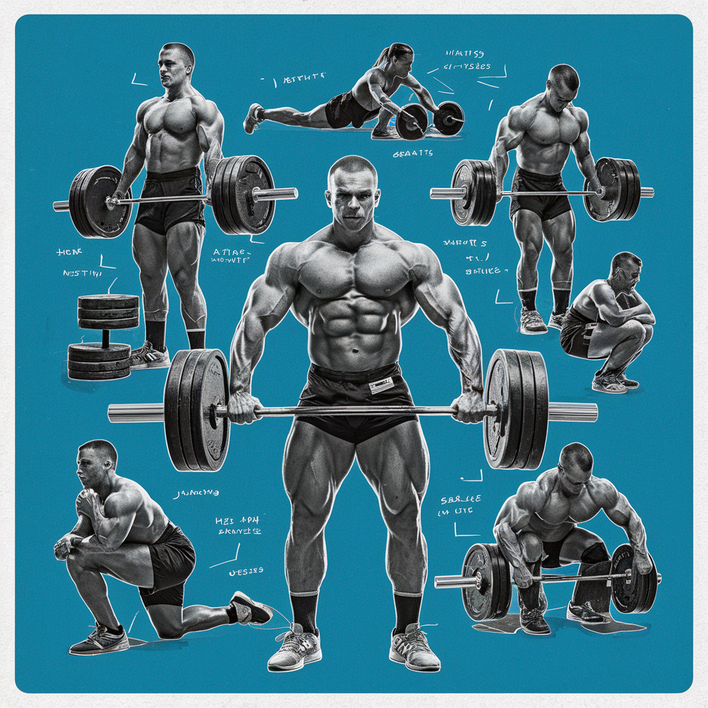 bodybuilder performing key exercises